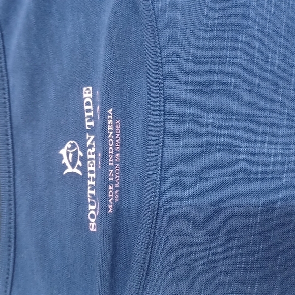 Southern Tide Blue Long Sleeve Stretch Nautical Ruffle Preppy Shirt SZ M - Picture 4 of 10